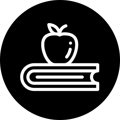 Apple on a stack of books icon