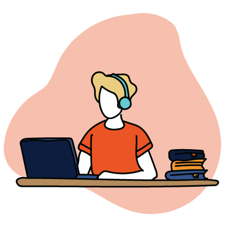 student doing work at home illustration