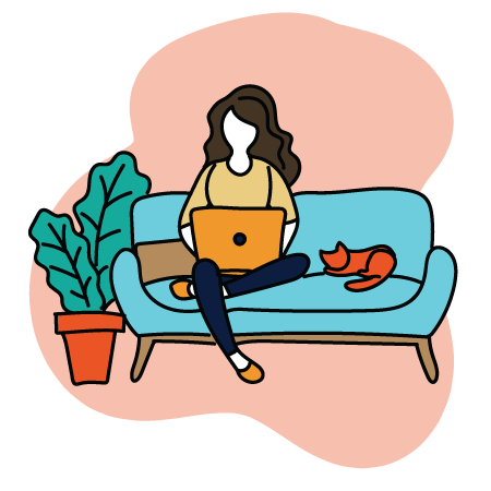 woman working from home on laptop illustration