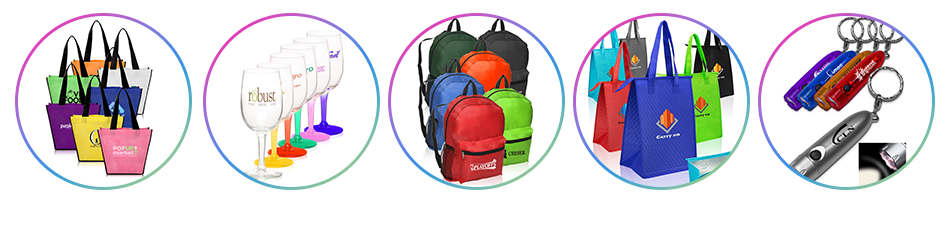 Tote bags, Wine glasses, backpacks, bags and keychains SKUs