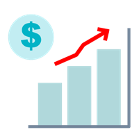 Blue building with two trees icon