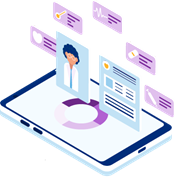Illustrated image of a healthcare professional, a tablet and various healthcare icons.