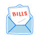 icon of an envelope of bills