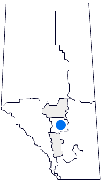 Map of Alberta with Central Alberta Red Deer region highlighted