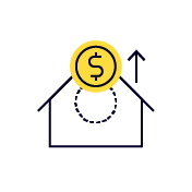 icon - coin raising from a house