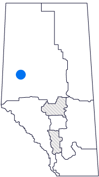 Map of Alberta with Grande Prairie region highlighted