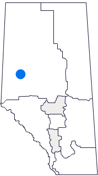 Map of Alberta with Grande Prairie region highlighted