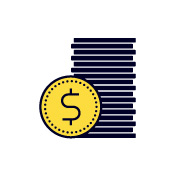 icon - coin in front of a stack of coins