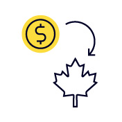icon - arrow pointing from coin to maple leaf