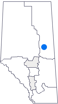 Map of Alberta with Lakeland region highlighted