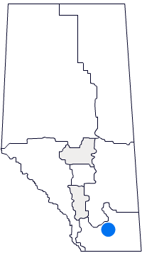 Map of Alberta with Lethbridge region highlighted