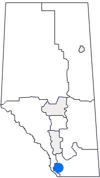 Map of Alberta with Lethbridge region highlighted