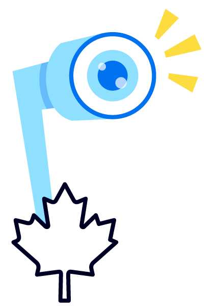 Illustration of a periscope coming out from a maple leaf