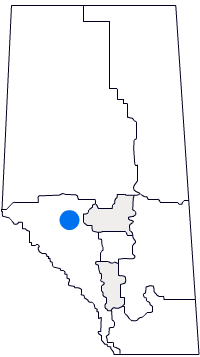 Map of Alberta with West Yellowhead region highlighted