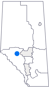 Map of Alberta with West Yellowhead region highlighted
