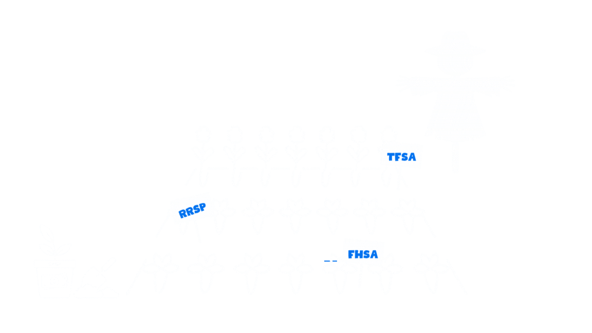 Animated img - planting cash savings or investments in a garden