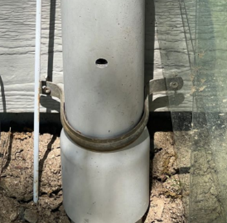 Blue building with two trees icon