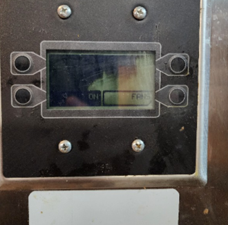 Blue building with two trees icon