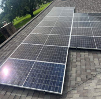 Blue building with two trees icon