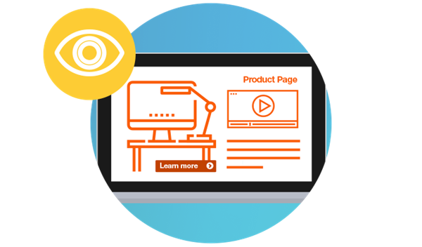 Bill clicks through and reads a product page. Marketing captures the page view.