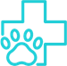 blue medical cross with paw print icon