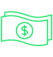 Green money icon with dollar sign