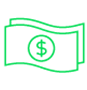 Green money icon with dollar sign