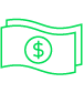 Green money icon with dollar sign