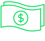 Green money icon with dollar sign