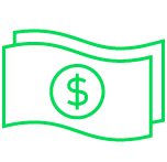 Green money icon with dollar sign