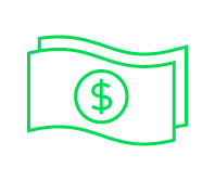 Green money icon with dollar sign