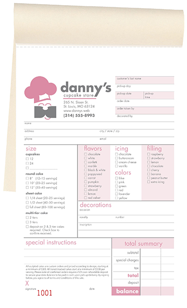 Cupcake ordering form example