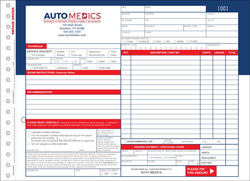 Service request forms example