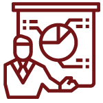 Business person giving presentation icon