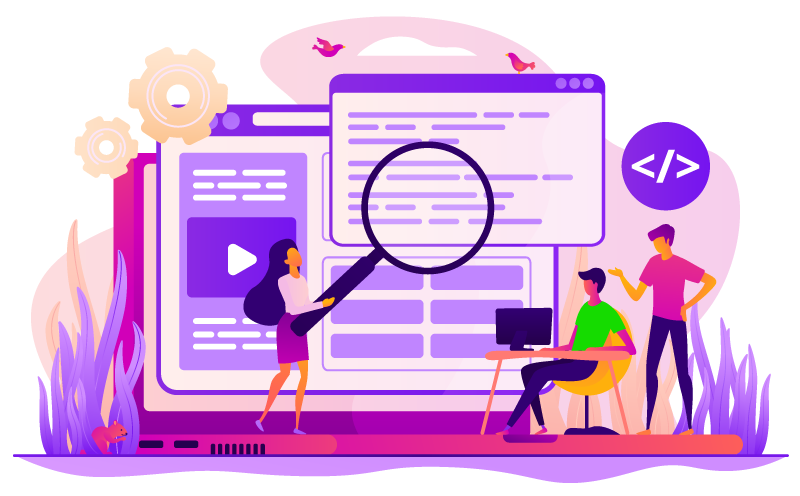 Illustration of a women leading men