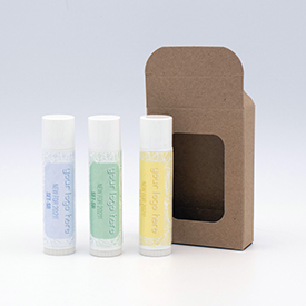 Glossy white substrate on sustainabalm product