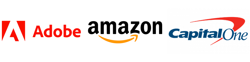 Adobe, Amazon and Capital One Logos