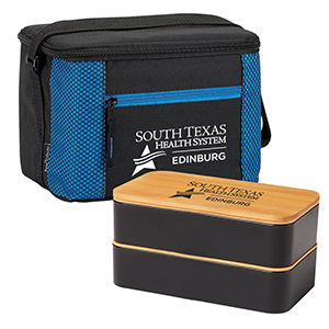 Atlantic Lunch/Cooler Bag & 2-Tier Wheat Fiber/Bamboo Bento Box Gift Set (NTP1758)