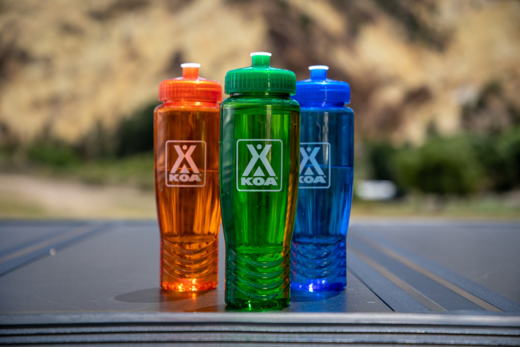 KOA Logos on waterbottles
