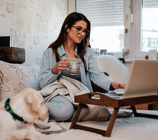 Woman working from home