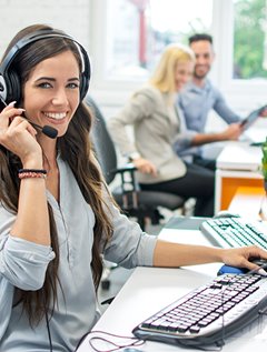 Traveling saleswoman on a business call