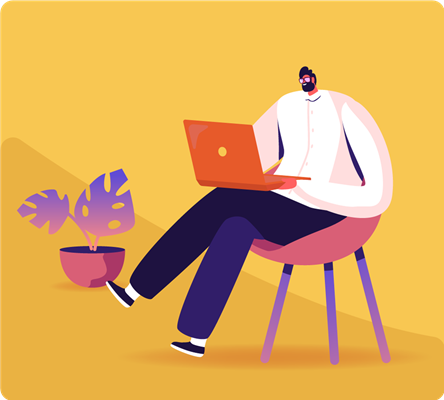 Working on laptop illustration