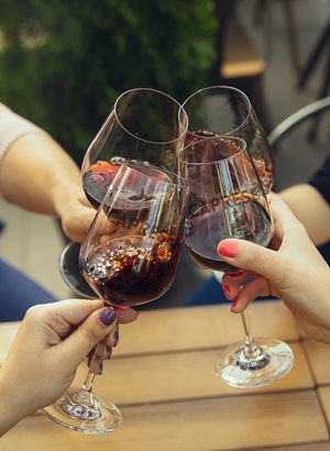 Friends enjoying wine together