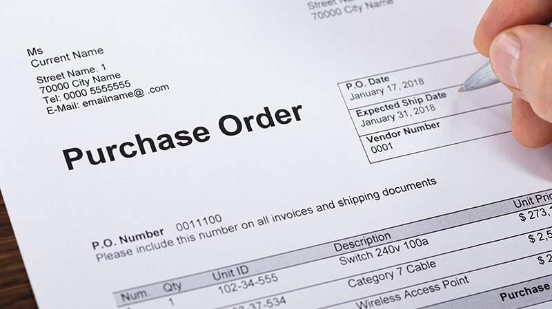 Example of a purchase order