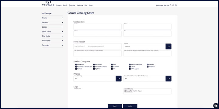Customized branded online catalog