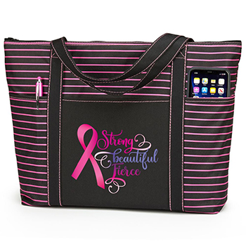 Strong, Beautiful, Fierce Avery Striped Tote Bag (TB1936P)