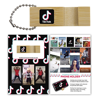 Bamboo Block Phone Stand Key Chain (PSKEYBLW-CU)