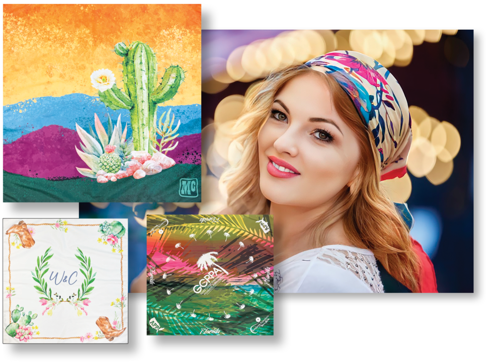 women with digital scarf