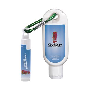 1.9 oz SPF 30 Sunscreen with Carabiner & SPF 15 Lip Balm in White Tube