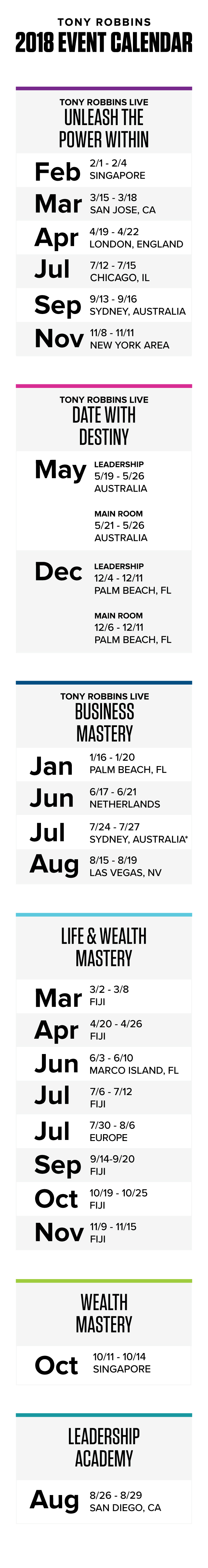 Tony Robbins #39 Event Calendar Tony Robbins #39 Event Calendar